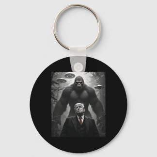 Trump Bigfoot Ufo Alien Encounter Visitation Consp Keychain