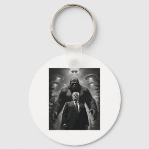 Trump Bigfoot Ufo Alien Extraterrestrial Encounter Keychain