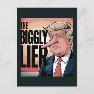 Trump Biggly Lier Cartoon Postcard