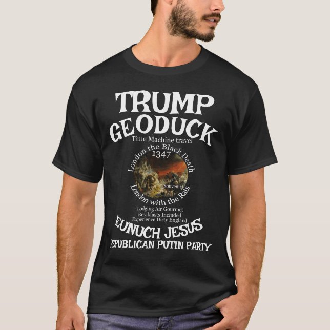 Trump Black Death Geoduck Eunuch Jesus Republican T-Shirt (Front)