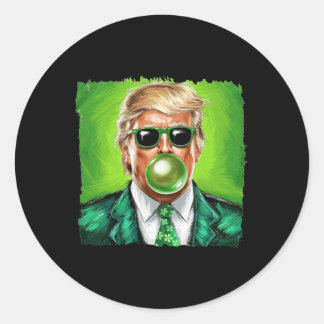 Trump Blowing Bubble Gum St. Patrick's Day Green S Classic Round Sticker