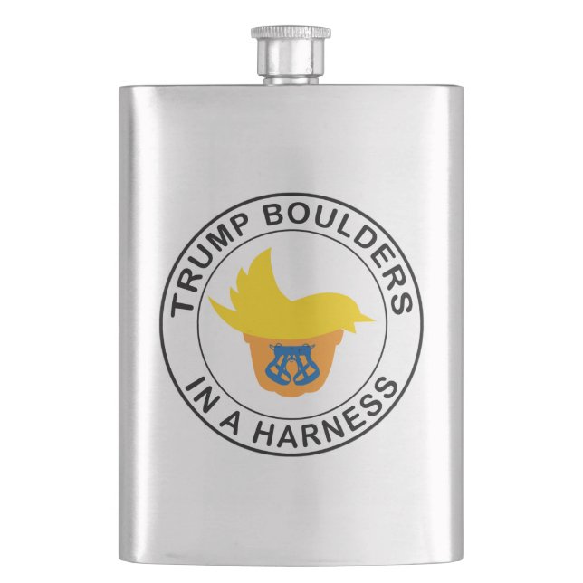 Trump Boulders In A Harness Flask (Front)