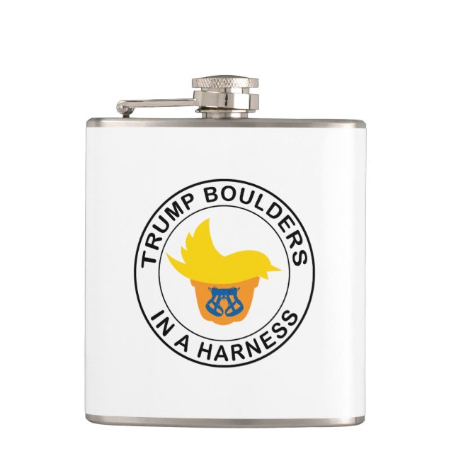 Trump Boulders In A Harness Flask (Front)