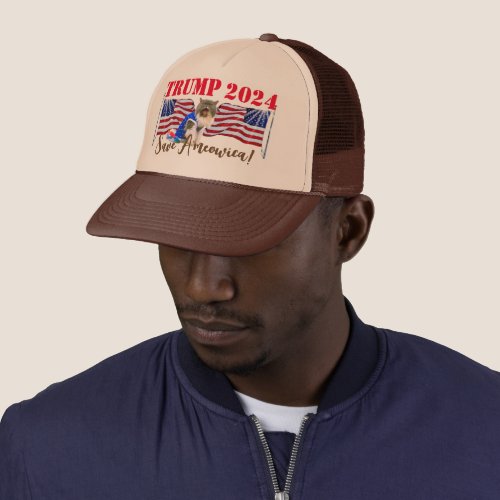 Trump Brown Cat Trucker Hat