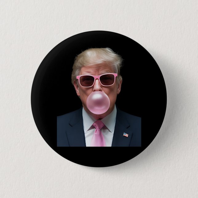 Trump Bubble Gum Pink Funny USA President Button (Front)