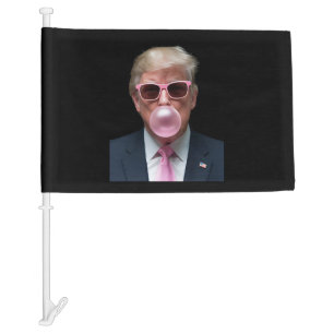 Trump Bubble Gum Pink Funny USA President Car Flag