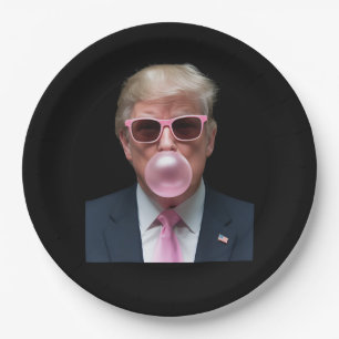 Trump Bubble Gum Pink Funny USA President Paper Plates