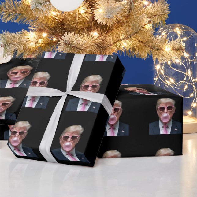 Trump Bubble Gum Pink Funny USA President Wrapping Paper (Holidays)