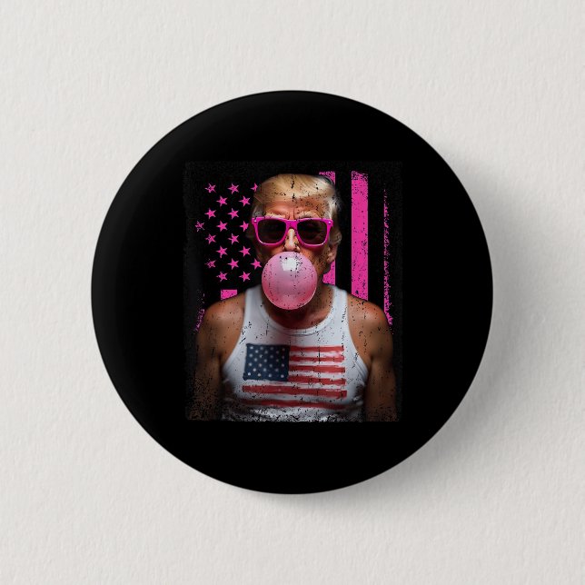 Trump Bubble Gum Pink Sungles Usa Flag Funny _2  Button (Front)