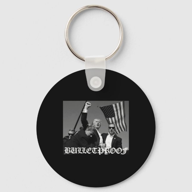 Trump Bulletproof Old English Font  Keychain (Front)