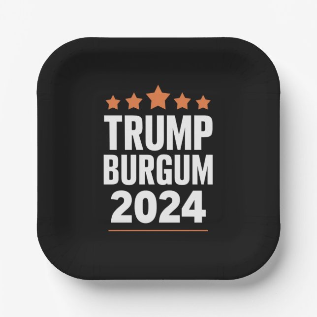 Trump Burgum for President 2024 USA Election Paper Plates (Front)