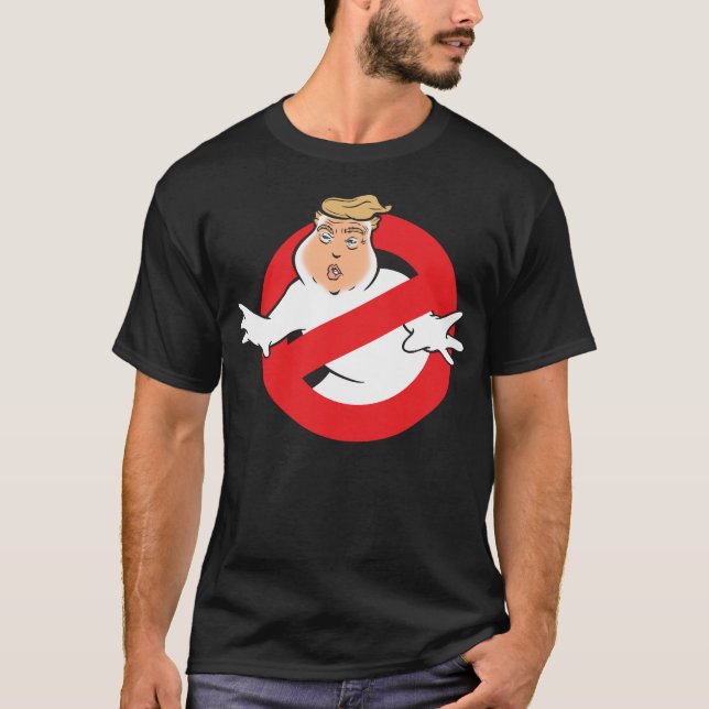 Trump Busters Funny Ghost Anti-Trump Halloween T-Shirt (Front)