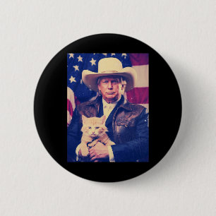 Trump Cat Shirt Funny Cowboy Donald Trump 2024 Ame Button
