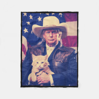 Trump Cat Shirt Funny Cowboy Donald Trump 2024 Ame Fleece Blanket
