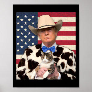Trump Cat Shirt Funny Cowboy Donald Trump 2025 Ame Poster