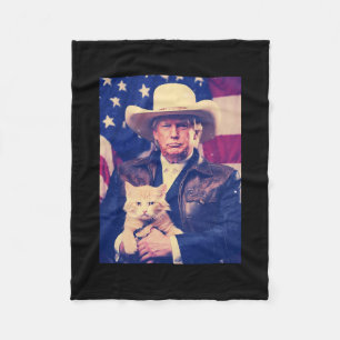 Trump Cat Shirt Funny Cowboy Donald Trump American Fleece Blanket