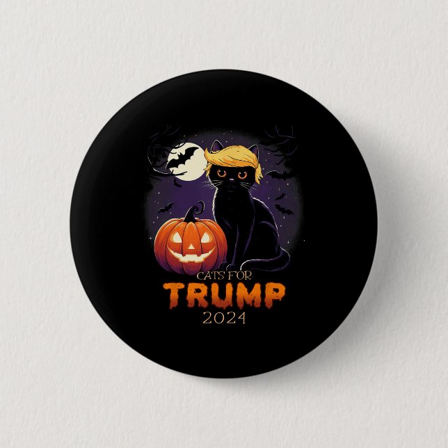 Trump Cat Shirts Black Cat Halloween Costume Cat L Button (Front)