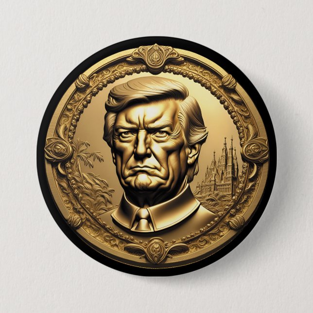 TRUMP CGI Collectible Gold Art-Coin Doubloon Button (Front)