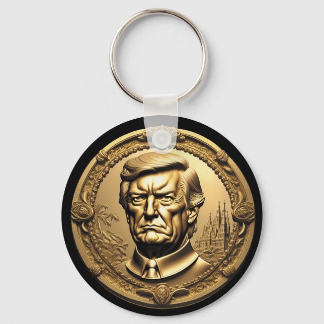 TRUMP CGI Collectible Gold Art-Coin Doubloon Keychain (Front)