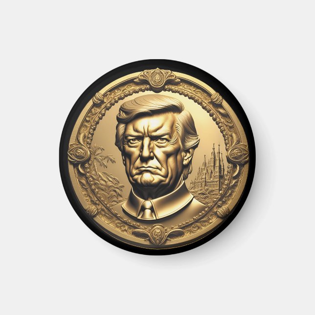 TRUMP CGI Collectible Gold Art-Coin Doubloon Magnet (Front)