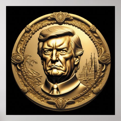 TRUMP CGI Collectible Gold Art_Coin Doubloon Poster