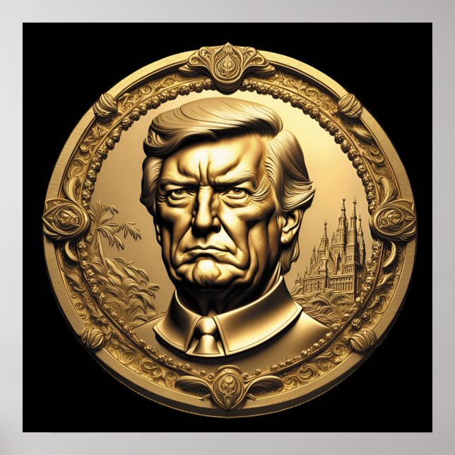 TRUMP CGI Collectible Gold Art-Coin Doubloon Poster (Front)