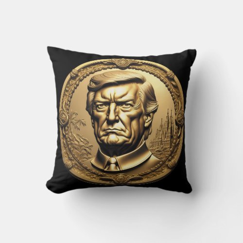 TRUMP CGI Collectible Gold Art_Coin Doubloon Throw Pillow