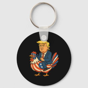 Trump Chicken Jockey Satire - Funny Political Humo Keychain