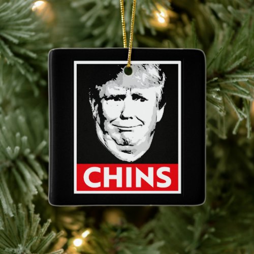 Trump Chins Ceramic Ornament