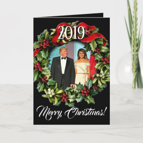 Trump Christmas 2019 Wreath Photo Holiday Greeting