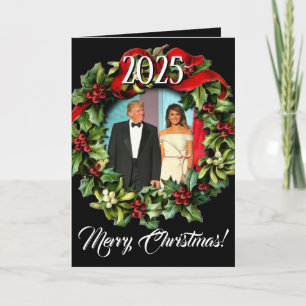 Trump Christmas 2025 Wreath Photo Holiday Greeting Card