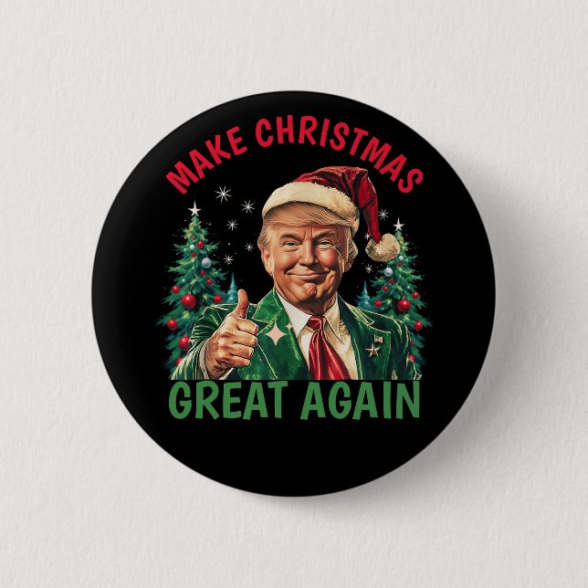 Trump Christmas Button, Make Xmas Great Again Button (Front)