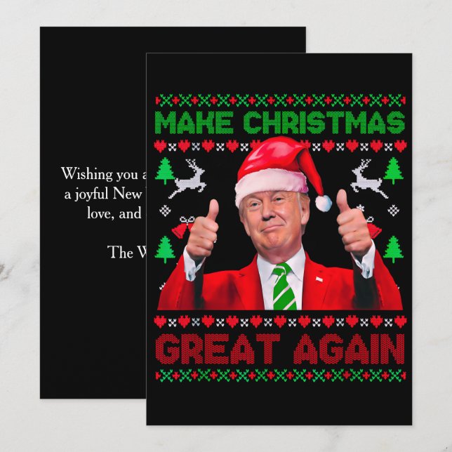 Trump Christmas Card, Make Christmas Great Again Holiday Card (Front/Back)