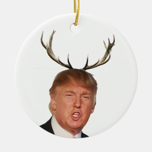 Trump Christmas: Deer Mr. President Ceramic Ornament (Front)