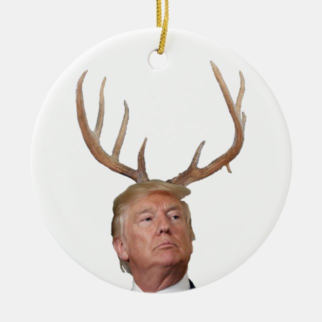Trump Christmas: Deer Mr. President Ceramic Ornament (Front)