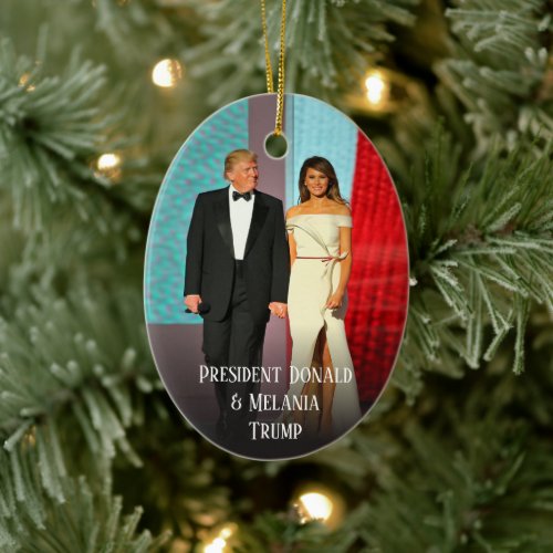 Trump Christmas Elegant Donald and Melania Ceramic Ornament