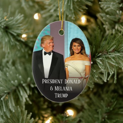 Trump Christmas Elegant Donald and Melania Trump Ceramic Ornament