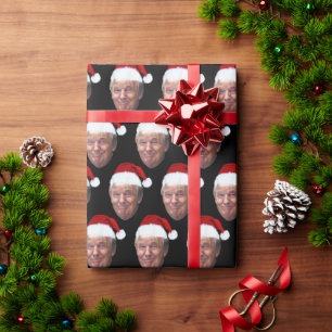 Trump Christmas Funny MAGA santa hat Trump 45 47 Wrapping Paper