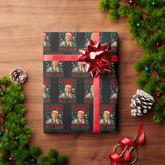 Trump Christmas Gift Wrap, Donald Trump Christmas Wrapping Paper (Holiday Gift)