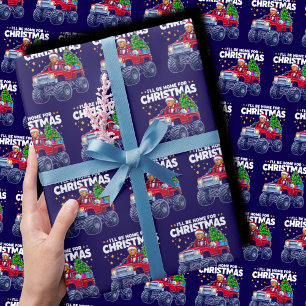 Trump Christmas I'll Be Home for Christmas Blue Wrapping Paper