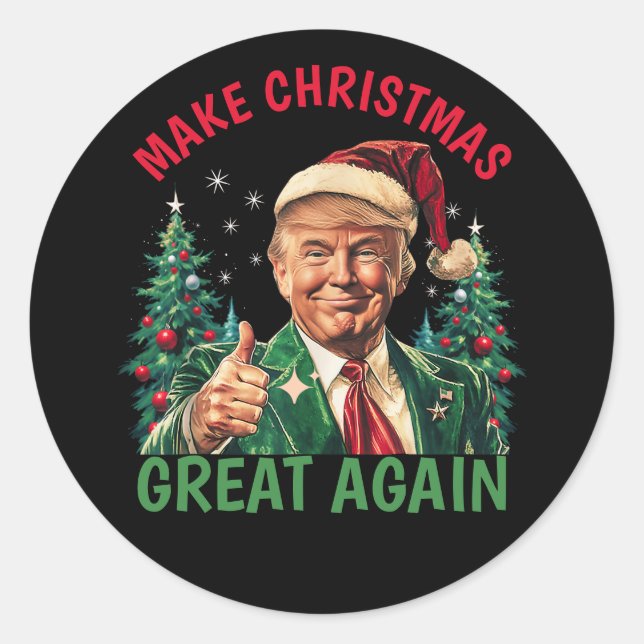 Trump Christmas Stickers, Make Xmas Great Again Classic Round Sticker (Front)