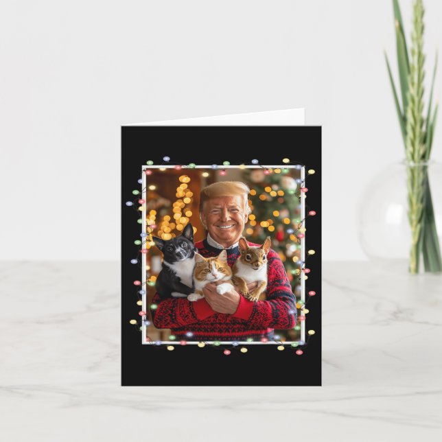 Trump Christmas Sweater Cat Dog Squirrel Pet Lover Card (Front)