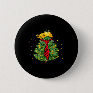 Trump Christmas Usa Funny Trump Hair Tree Men  Button