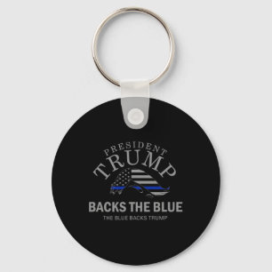 Trump Cks The Blue Thin Blue Line Flag Police Supp Keychain