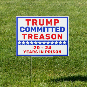 Trump Committed Treason   20-24 In Prison  Sign