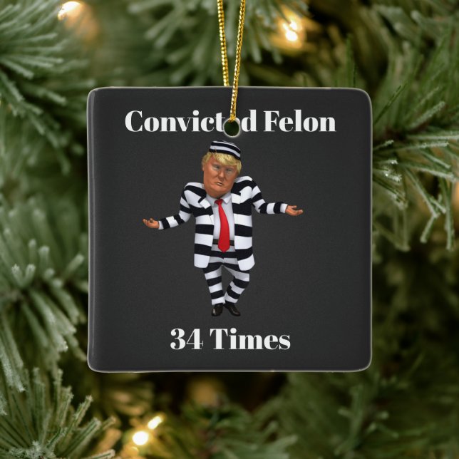 Trump Convicted Felon Ceramic Ornament (Tree)