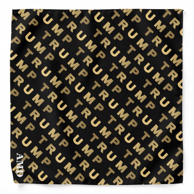 Trump Cool Faux Gold Pattern Optional Monogram Bandana (Front)