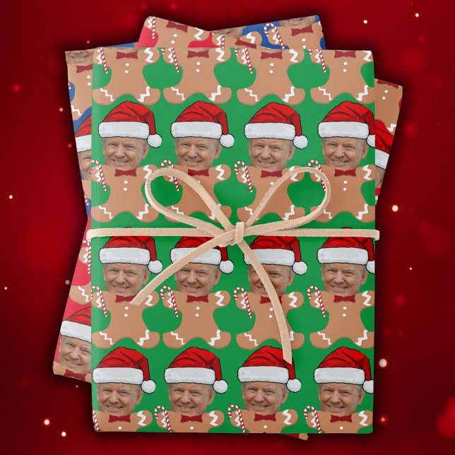 Trump Custom Face Photo Gingerbread Xmas  Wrapping Paper Sheets (Creator Uploaded)