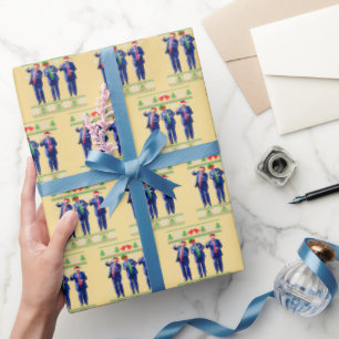 Trump Dance , Funny Trump Santa Claus Dance Gold Wrapping Paper