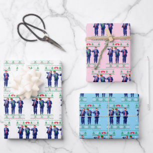 Trump Dance Gift Wrap, Funny Trump Santa Hat Dance Wrapping Paper Sheets